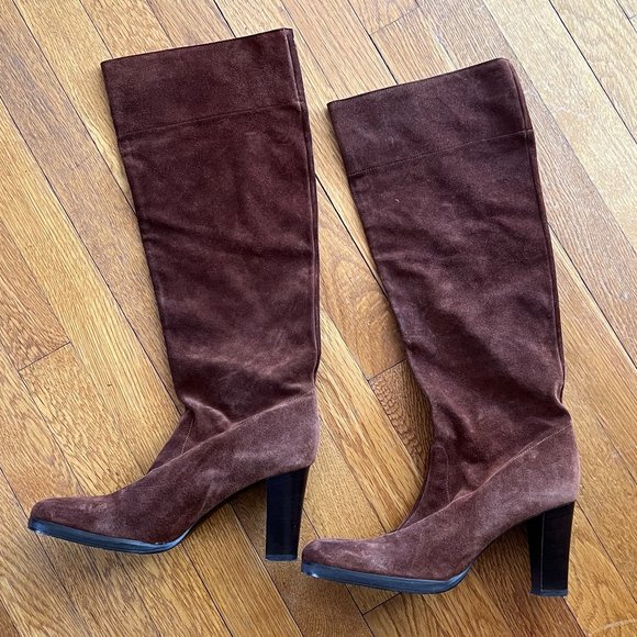 Michael Kors Brown Suede Heeled Boots - Picture 1 of 7
